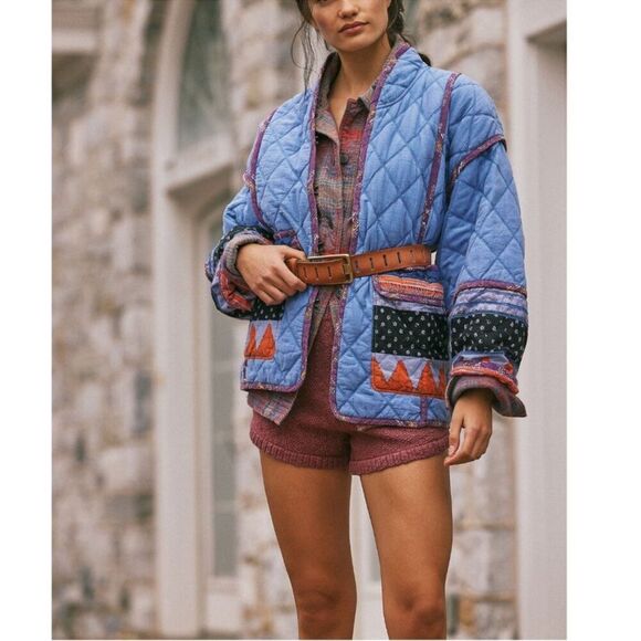 NWT FREE PEOPLE Winnie Jacket / Denim
Blue Combo Quilted - Picture 7 of 9